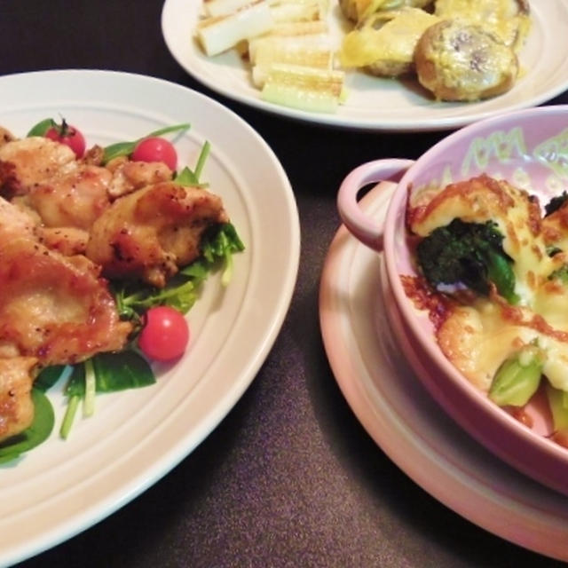 手羽とろスパイス焼きと椎茸のピカタなど