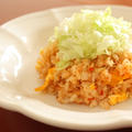 キムチ炒飯の刻みレタスのっけ