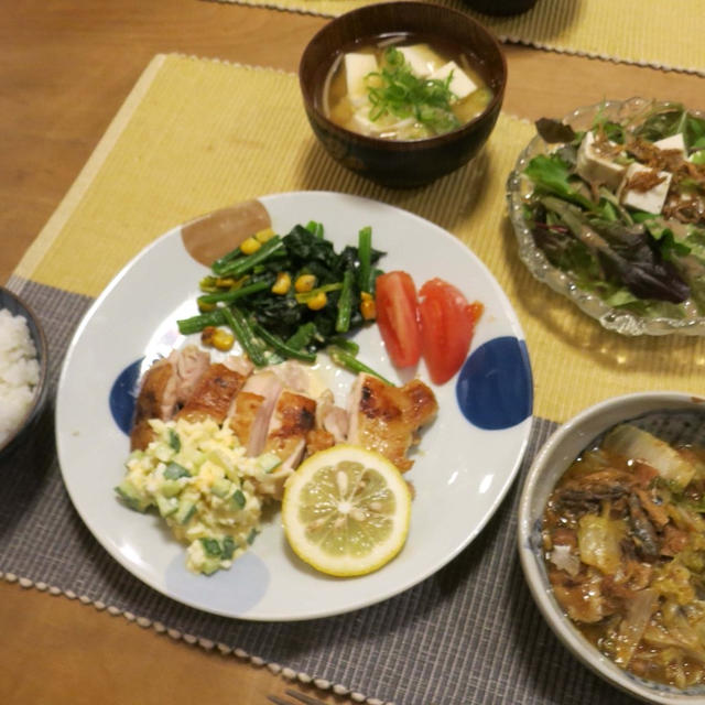 塩レモンチキン南蛮の晩ご飯　と　八重咲の水仙の花♪