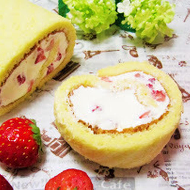 手軽で美味しい♡苺のミルキーロールケーキ/ホワイトデー＊春のおやつ＊母の日にも❁