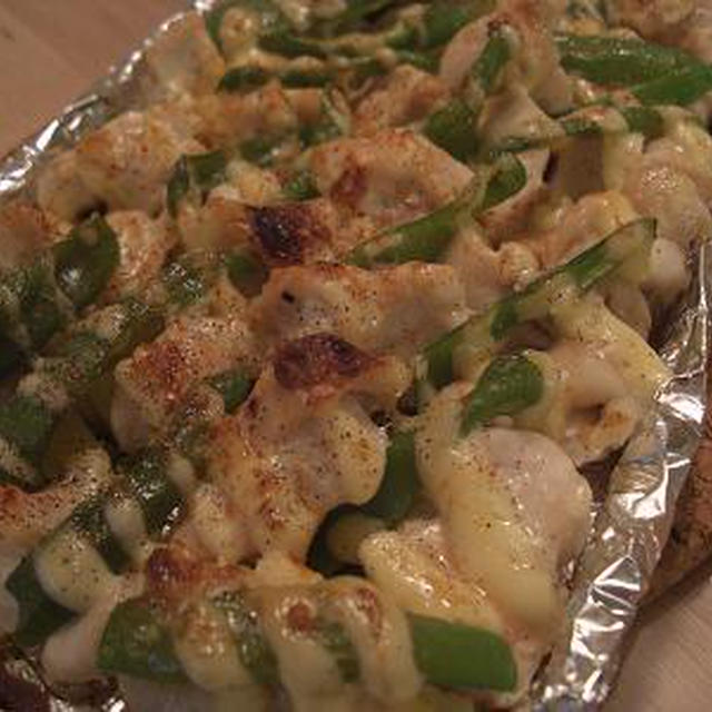 蒸し鶏のめんつゆマヨ焼き
