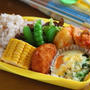 鶏じゃがトマト煮・卵のココット焼きの弁当／ぎっしりスナップエンドウの切り方