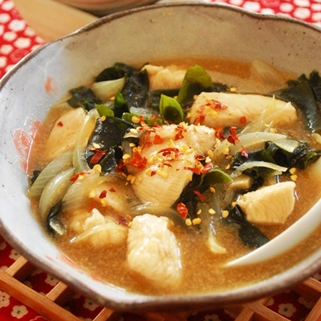 【印刷用】新玉ねぎとわかめとつるりん鶏胸の簡単煮