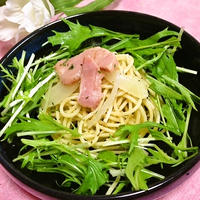 水菜のベーコンパスタ