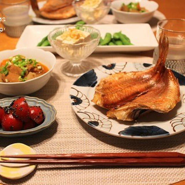 『干物赤魚』の献立。
