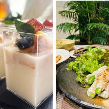 ひんやりスィーツはフープロとゼラチンでお手軽に桃とマンゴーのミルクプリン～晩ごはん献立は
