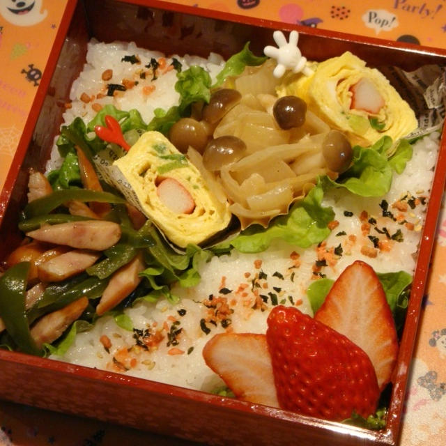 ウインナーとピーマンのバルサミコ炒め弁当