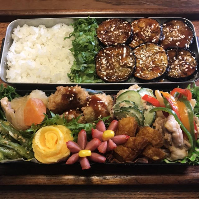 お弁当（茄子の照り焼き丼）