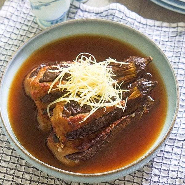 ちょっとご馳走✴ノンオイルでヘルシー✴挟み焼き茄子の甘辛浸し