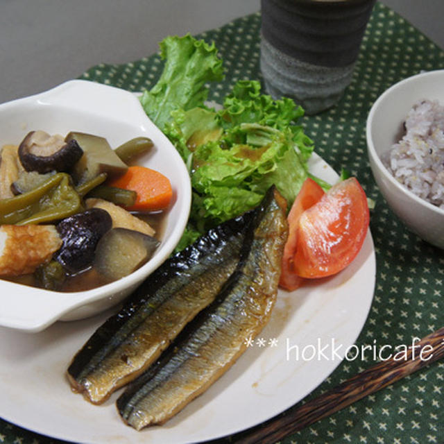 （夕飯）　秋刀魚の蒲焼プレート