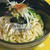 茄子と鶏肉のピリ辛ごまだれうどん♪