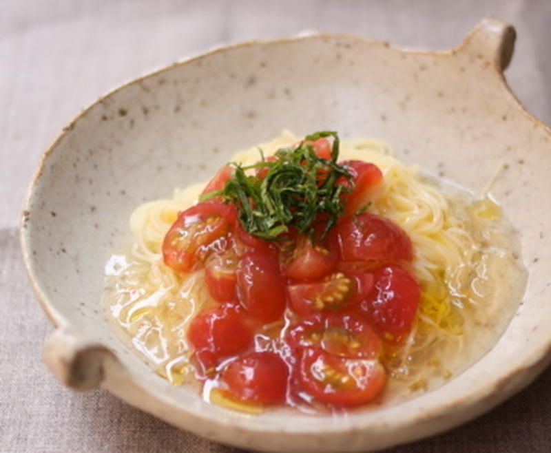 トマトの土佐酢ジュレのカッペリーニ