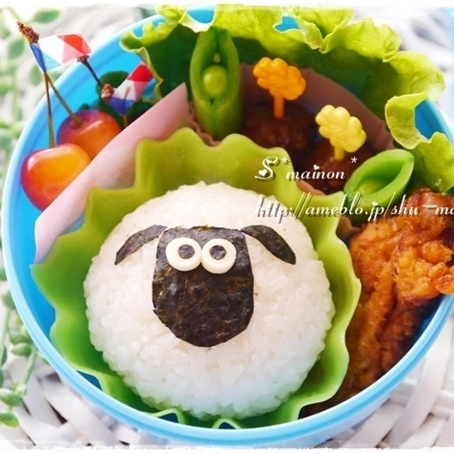 ＊まっくろくろすけの次に簡単？→ひつじのショーンおにぎり☆キャラ弁＊