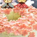 キティちゃんのひな祭りケーキ　ノンオイル米粉の抹茶シフォン