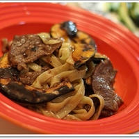 スパイス大使☆かぼちゃのグリルと牛肉のフェットチーネ☆