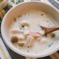 鍋ひとつで簡単♡きのことベーコンの豆乳スープ