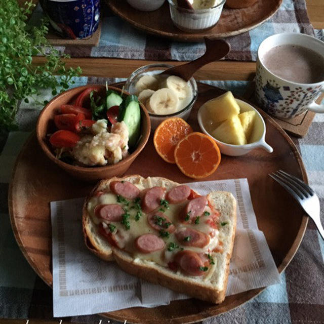 ピザトーストde朝ごはん♪一日のタイムスケジュール。