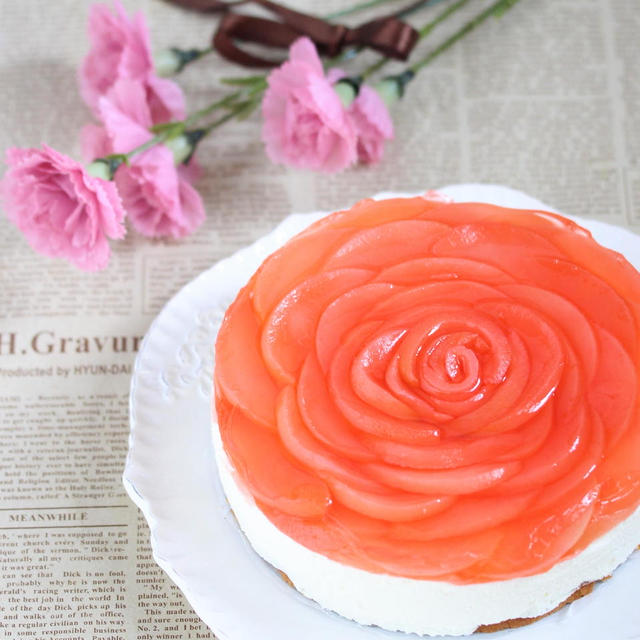 * 母の日 ♡ 桃のレアチーズケーキ♪