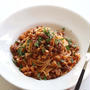 【煮込まず簡単】新玉ねぎと筍のミートソースパスタのレシピ/作り方