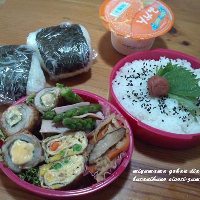 6/28 なでしこちゃん弁当☆豚肉のしそチーズ巻き弁当〜♪