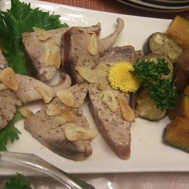 鰹とエビで赤ワイン！