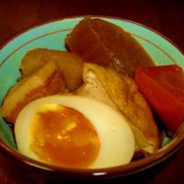 レシピ「野菜と半熟卵のやわらか角煮」