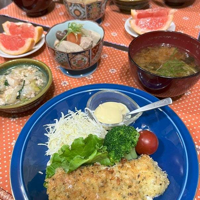 【おうちごはん】大人げない私！？【鶏肉の香草パン粉焼きde夕食】と、【おつまみ】と、【息子弁当】