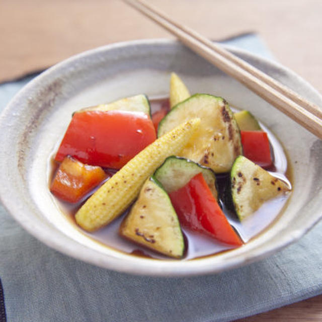 めんつゆで簡単！夏野菜の焼き浸し