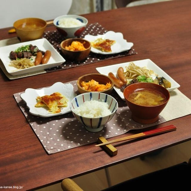 昨日の晩ごはん（サガリのステーキ、素麺の明太チーズ焼きなど）