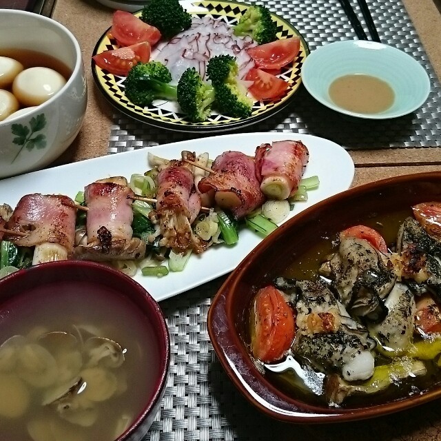 牡蠣のアヒージョ風 蛸のカルパッチョ風