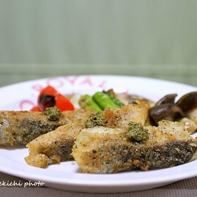 初夏野菜と一緒に「タラの香草パン粉焼き」＆「出汁巻き玉子の蟹身のせ」