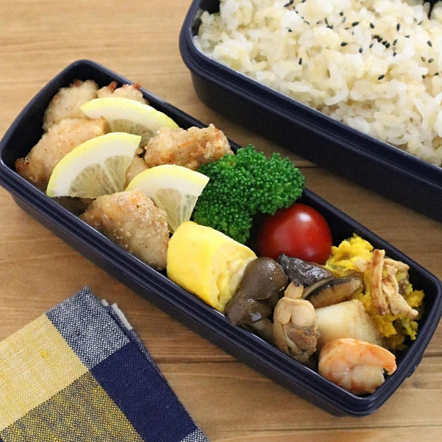 【#高校生弁当】鶏むね肉の塩唐揚げ弁当♪