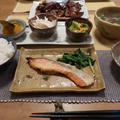 鮭の西京漬けといろいろ和食の晩ご飯　と　怪しげな朝日♪