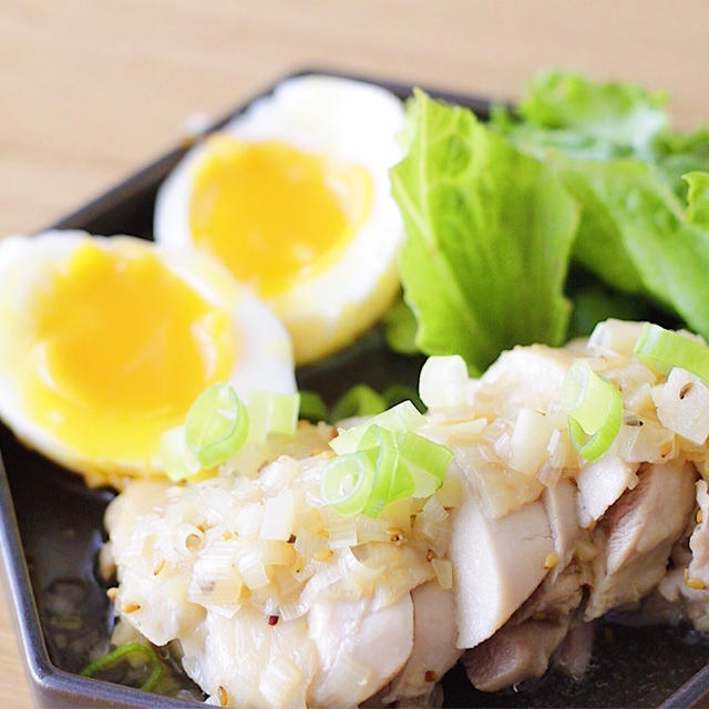 レンジ料理☆鶏と卵のネギ塩ダレ漬け