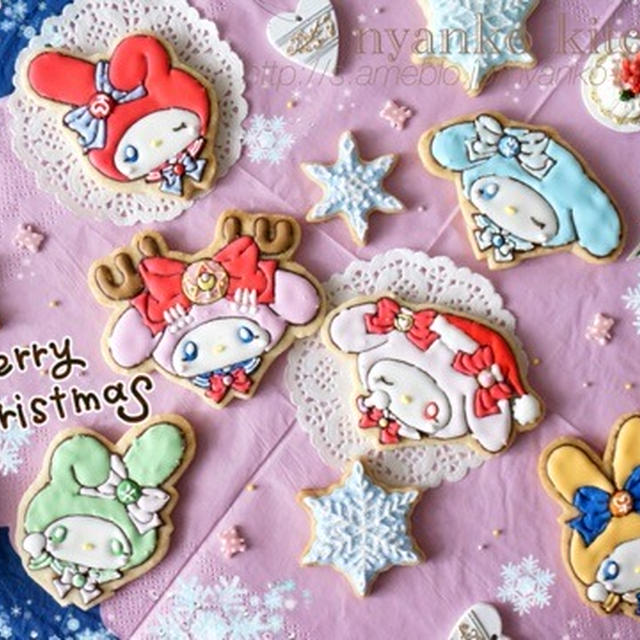 マイメロ×セーラームーンのクリスマスアイシングクッキー♡