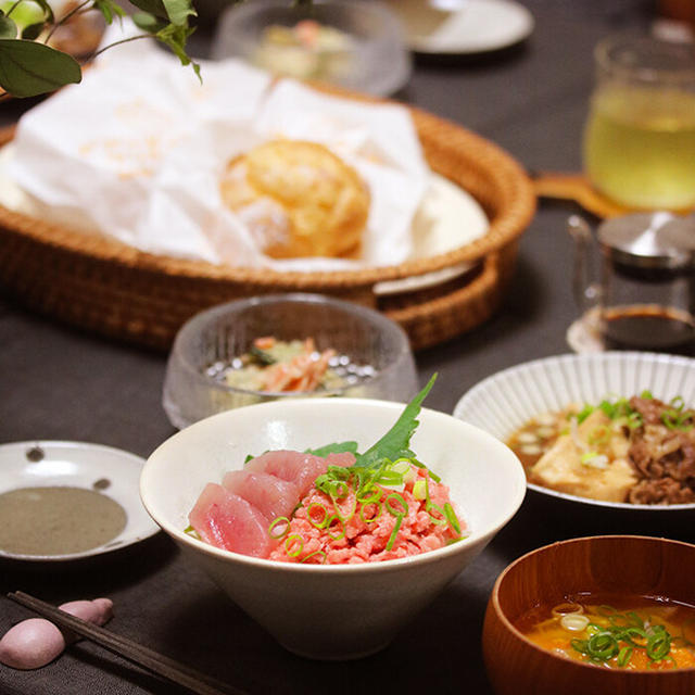 【献立】ネギトロとまぐろの丼。～大人は甘やかし隊～