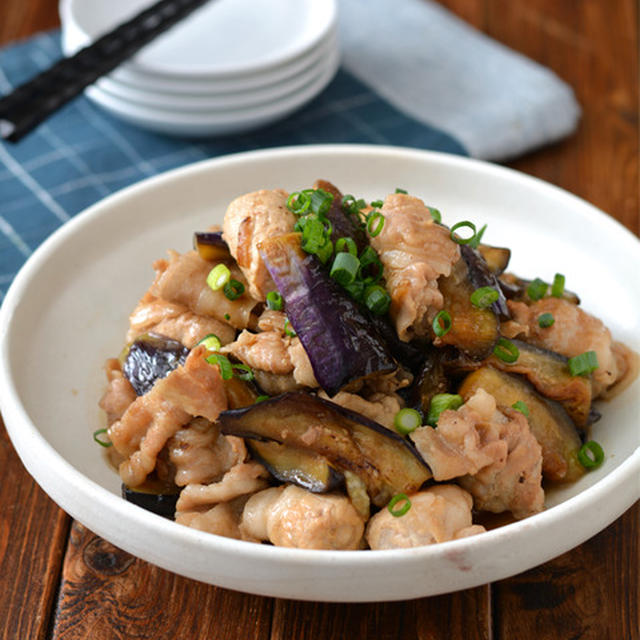 豚肉となすの照り炒め。【調味料2つ・なすは蒸し焼き・しゃぶしゃぶ用肉で時短】のごはんの日。