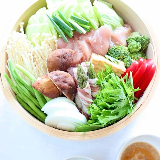 どんどん加えて蒸しちゃえ〜【色々野菜とお肉の蒸籠蒸し】