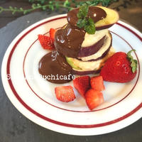 バレンタインに♥レンチンで簡単！ラムシナモンチーズボンボンのサツマイモのチョコタワーケーキ