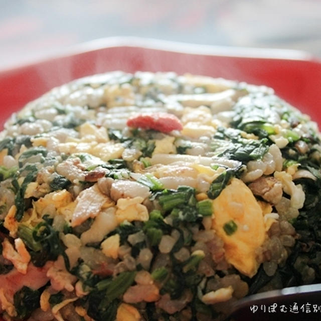 翡翠鶏飯チャーハンで、熱々チャー漬け。