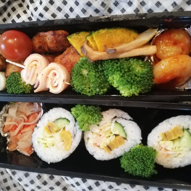 10分♡節約弁当～令和２年９月11日～海苔巻き、唐揚げ弁当～