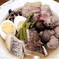 素材が活きる『塩だしの煮物』キャベツ、きのこ、鶏団子、鯛、アスパラガス