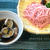 あさり出汁のつけうどん〇。薬味3種盛り゜〇
