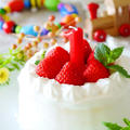 電子レンジで作った『長男の1歳記念日ケーキ』、誕生日当日。