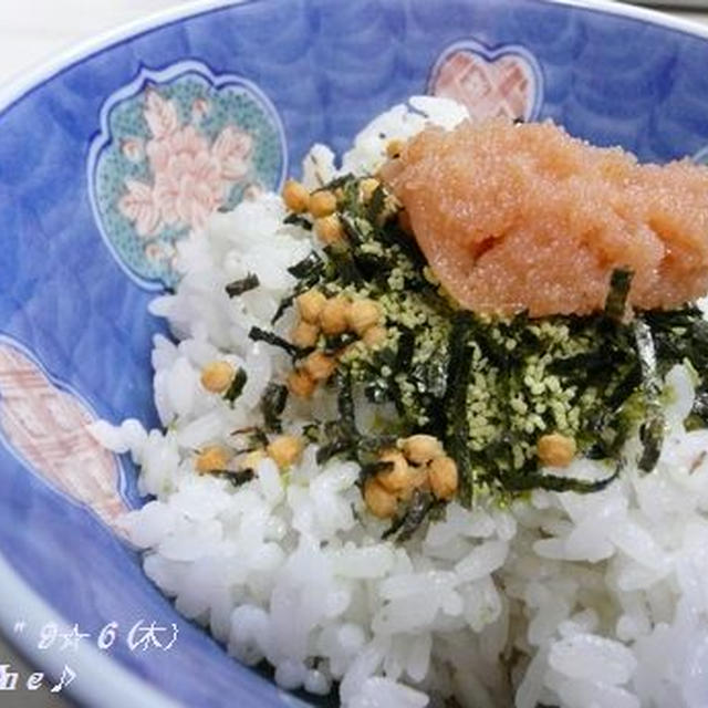 明太子茶漬け～　＜息子②朝ご飯