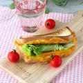 フライパン1つ。簡単にタンパク質も野菜も摂れる♪ベーコン卵レタスチーズホットサンドイッチ。