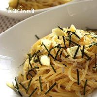 たらことおじゃこのパスタ モッツァレラチーズ載せ