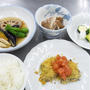 鯵のカレーパン粉焼き、鯵の胡麻和え、夏野菜の揚げ浸し、ズッキーニのピクルス