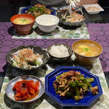 青椒肉絲の献立