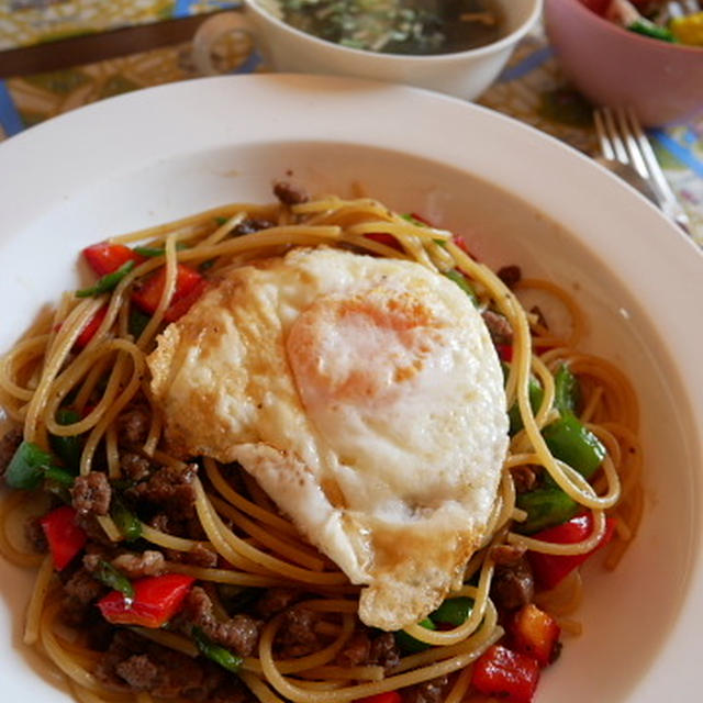 エスニックガーデンガパオ味で作るガパオパスタ